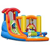 BOUNTECH Inflatable Water Slide Bounce House, 6 in 1 Water Slides for Kids Backyard w/Splashing Pool, Slide, Climb, Water Cannon, Basketball Scoop, Water Park for Kids w/Accessories (Without Blower)